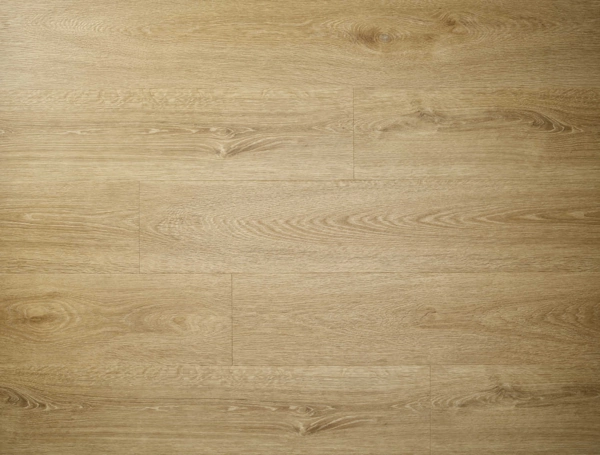 Light brown LVT wood flooring with natural grain and staggered planks.